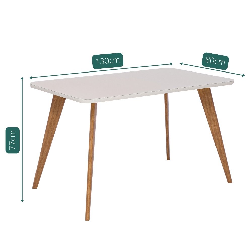 Mesa Acerola 130 (C/Vidro) Madeira/Off White - CIMOL - Imagem 3