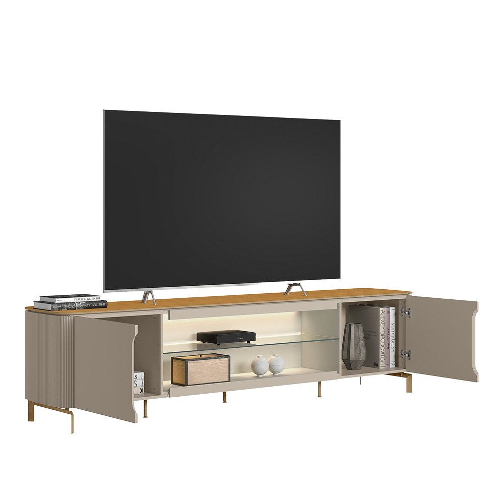 Rack ate 85" Santorini Off White/Tauari Fosco - LINEA BRASIL - Imagem 5