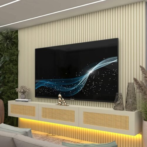 Home Suspenso até 85" Supremo Ripado 218 Off White com Nicho Native Off White - GELIUS