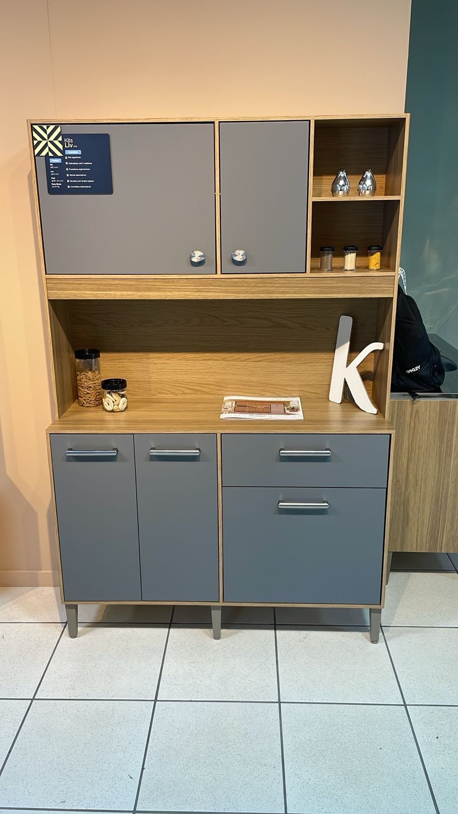 Kit Cozinha Liv 1,20 m Freijó/Gris - KIT'S PARANÁ - Imagem 2