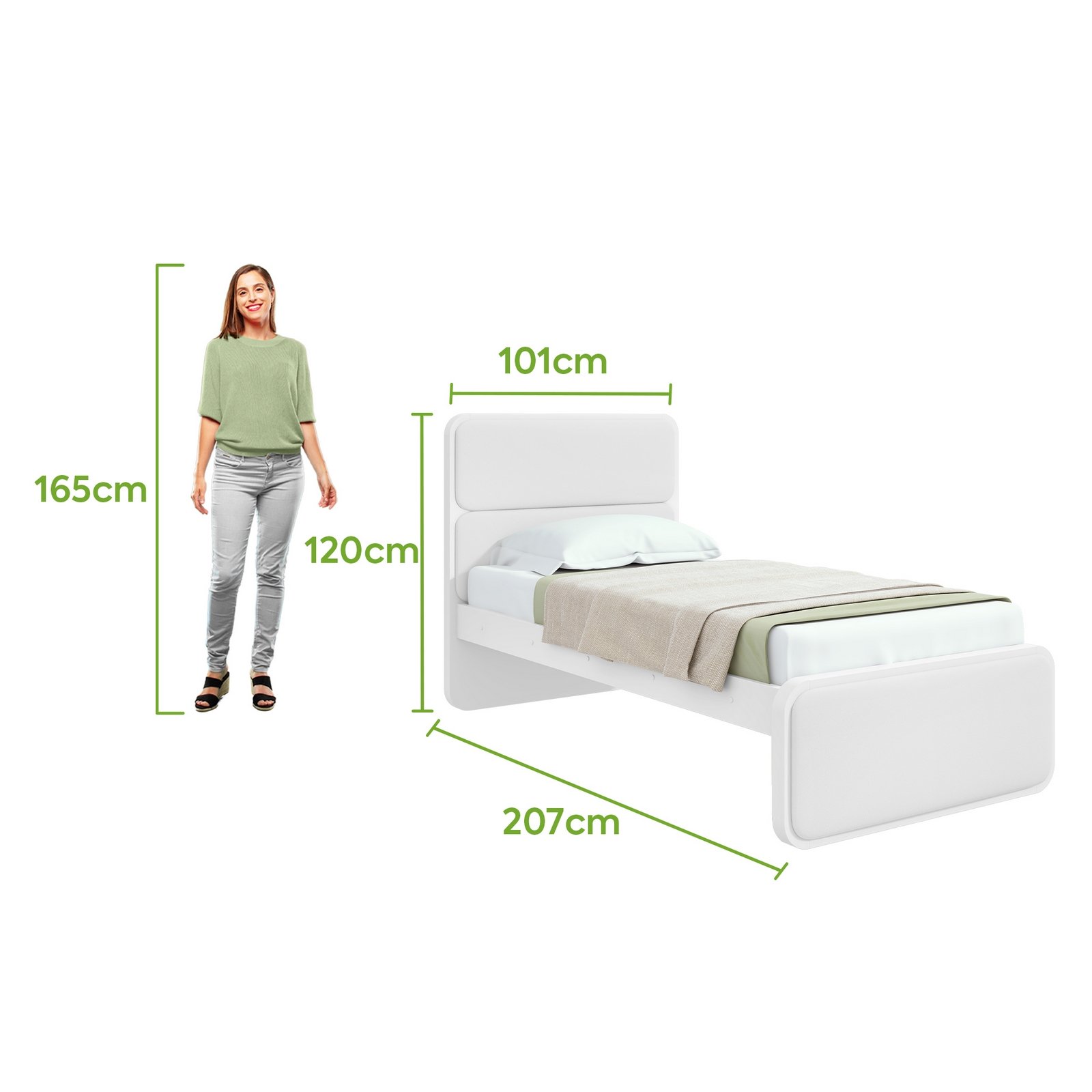 Cama Solteiro Loop Branco - LOPAS - Imagem 3