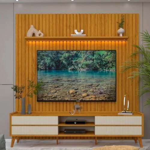 Alternative view of Painel até 85″ Nobre 230 Naturale  + Rack Magnífico Naturale/Off White – GELIUS