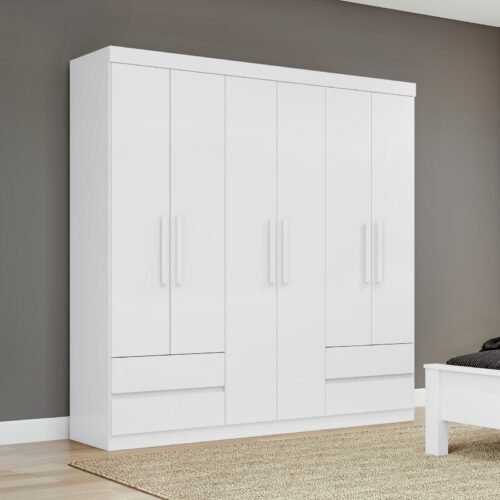 Guarda-Roupa 6 Portas Zeus 1,77 m Branco - LOPAS