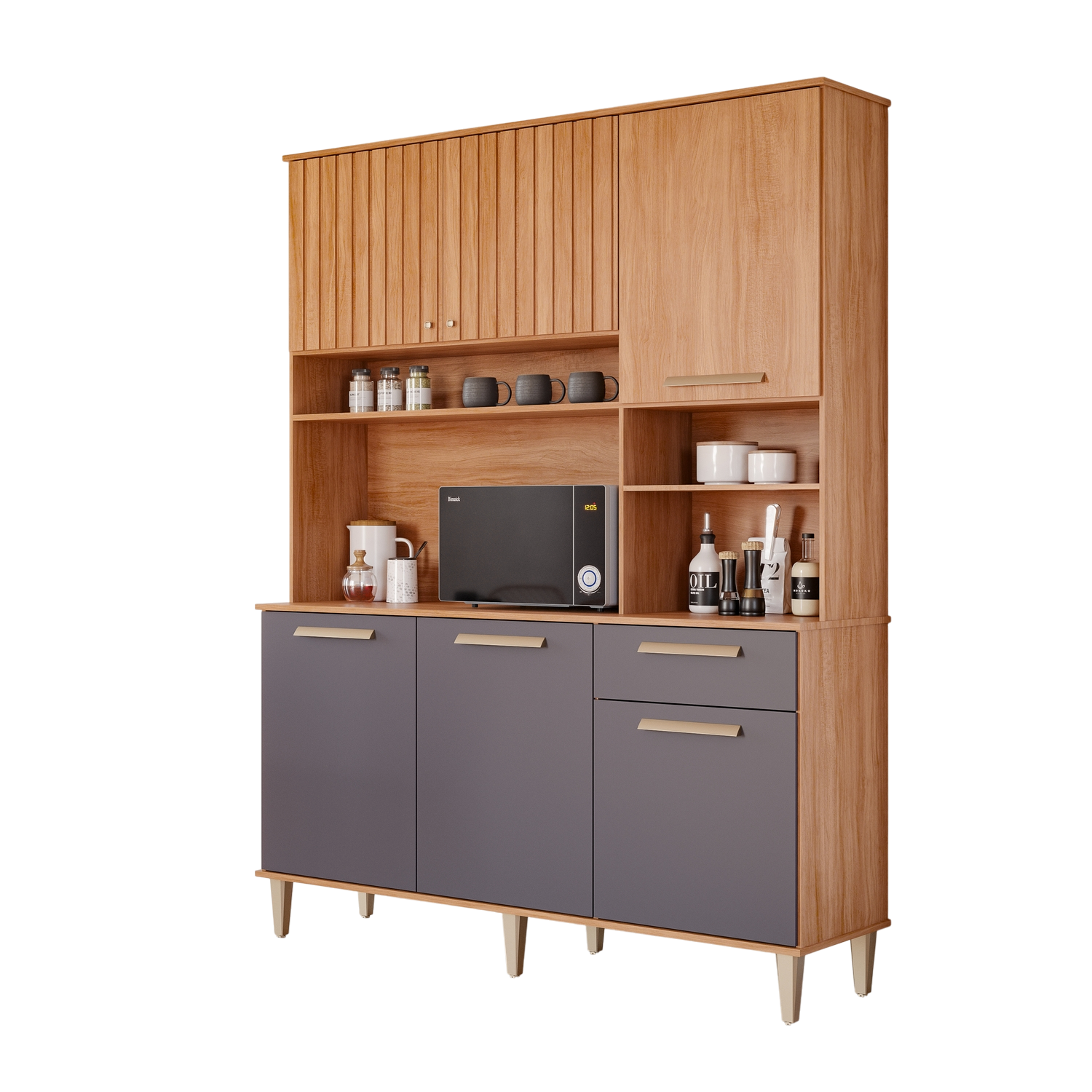 Kit Cozinha 6 Portas Mila 1,51 m Cinamomo/Titanium - MGM MÓVEIS - Imagem 4