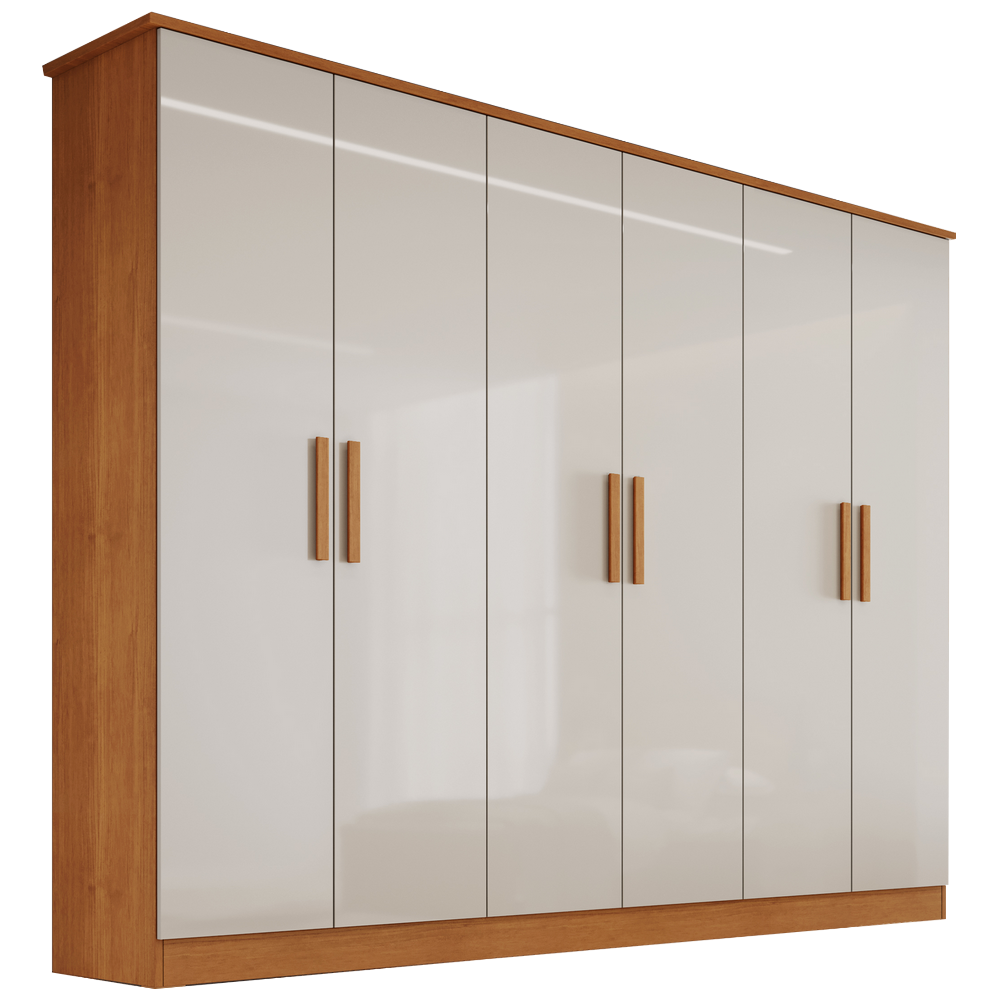 Guarda-Roupa 6 Portas Nina 2,12 m Nature/Off White - BIANCHI - Imagem 3