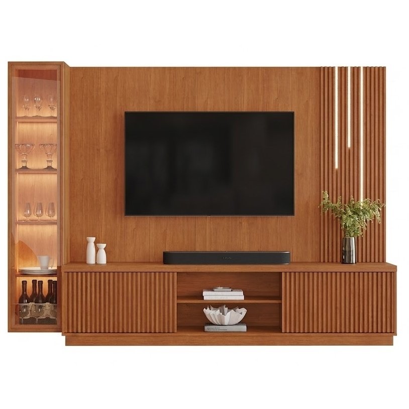 Home Theater até 75″ Arezzo New (C/LED Cascata) + Módulo Cristaleira Dominus Naturale – MAVAULAR - Imagem 4