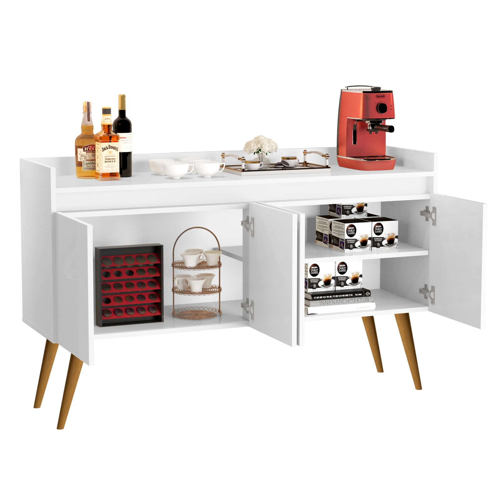 Buffet 4 Portas Gold Branco/Mel/Branco - MOVEIS PRIMUS - Imagem 9