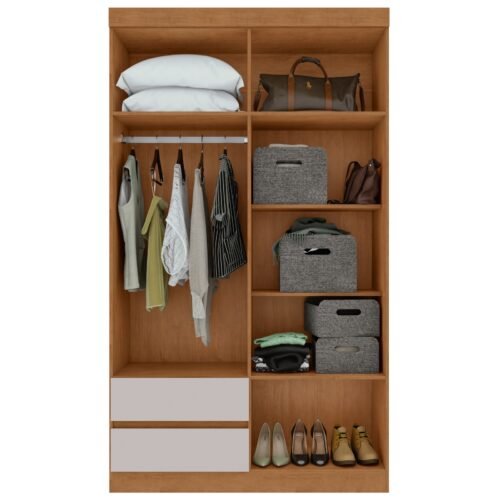 Alternative view of Guarda-Roupa 4 Portas Zeus 1,19 m Amêndoa Clean/Off White - LOPAS