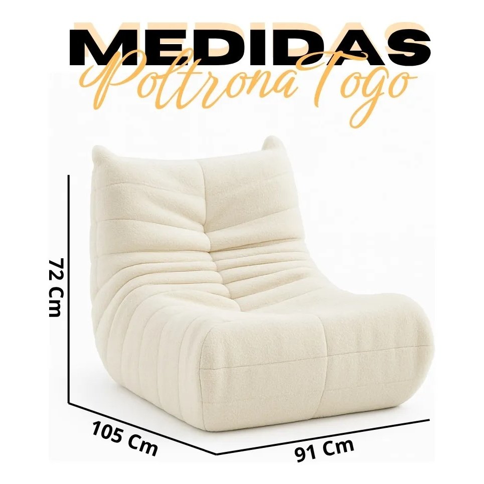 Poltrona Togo (Expansível) Bouclé Bege 07 - PLUFF SOFÁ NA CAIXA - Imagem 3