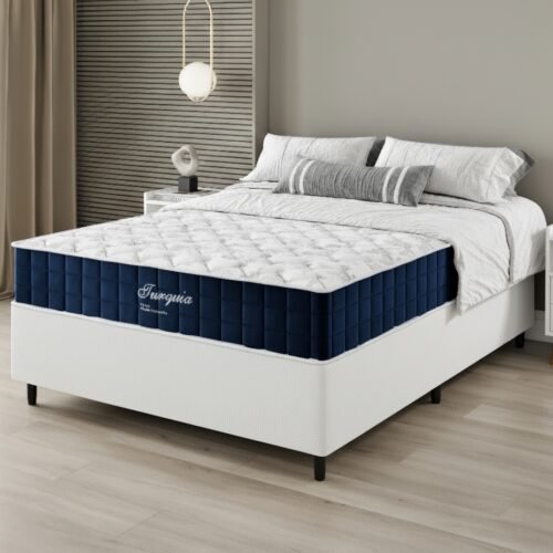 Colchão Casal Turquia 25 cm D28 Molas Ensacadas + Base Simples Corino Branco – VIERO MÓVEIS + BIOSTAR