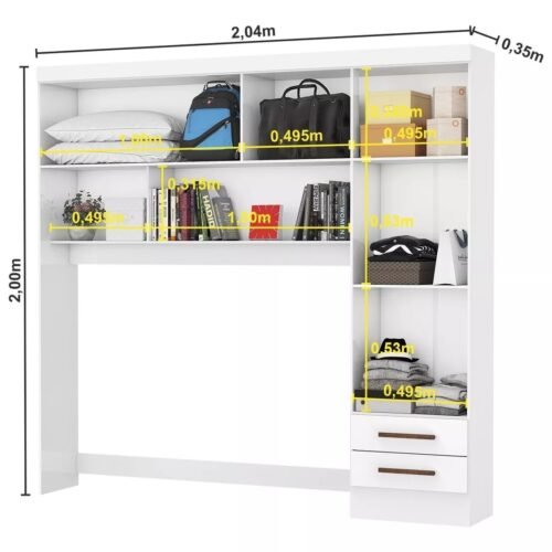 Alternative view of Modulado 4 Portas + Guarda-Roupa 3 Portas Dubai/Santiago Plus Branco – CARIOCA MÓVEIS