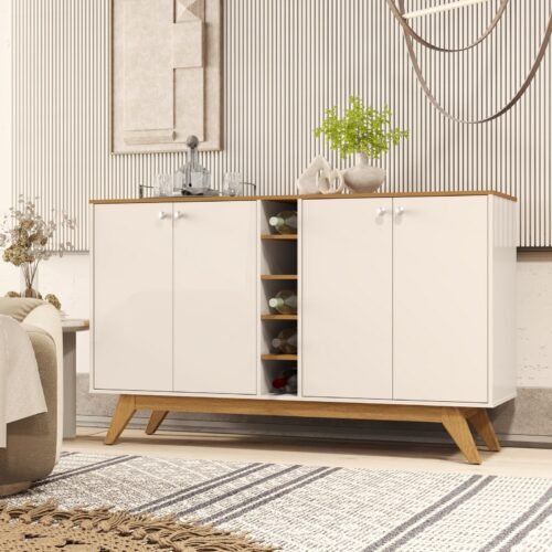 Buffet 4 Portas Jocasta Off White/Cedro - SAL MOVELARIA