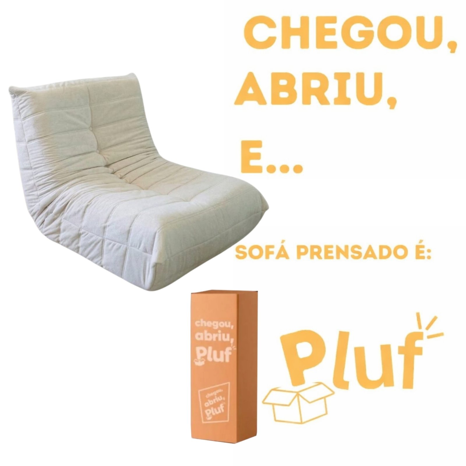Poltrona Togo (Expansível) Bouclé Bege 07 - PLUFF SOFÁ NA CAIXA - Imagem 4