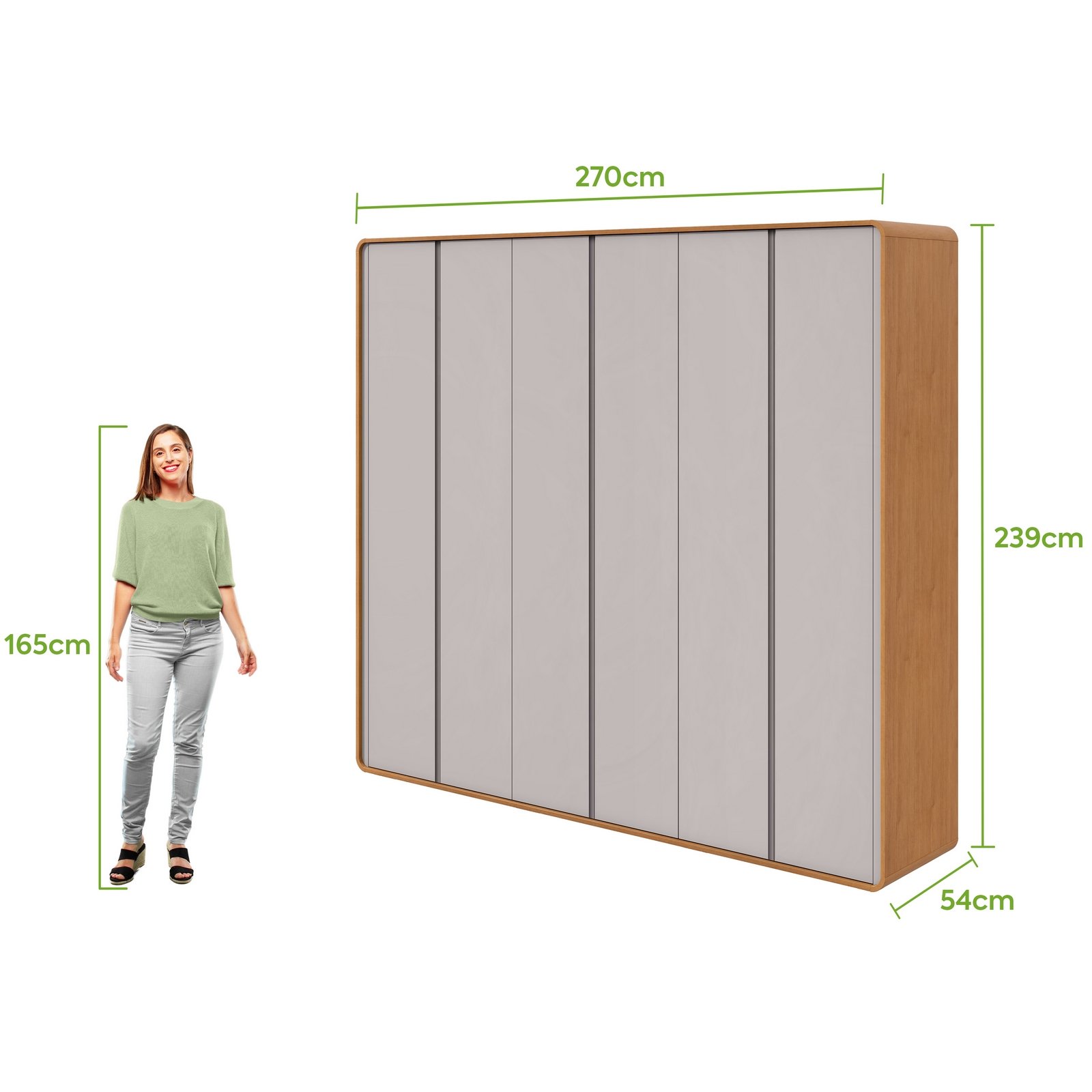Guarda-Roupa 6 Portas Loop 2,70 m Amêndoa Clean/Off White - LOPAS - Imagem 4