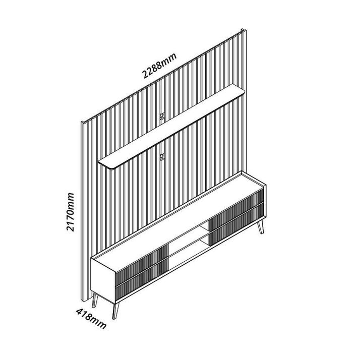 Painel até 85″ Nobre 230 Naturale + Rack Magnífico Naturale/Off White – GELIUS - Imagem 5