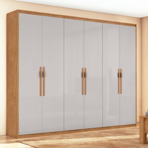 Guarda-Roupa 6 Portas Suavitá 2,70 m Amêndoa Clean/Off White - LOPAS