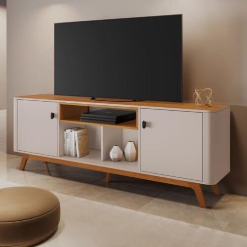 Rack até 70" Oslo Off White/Cinamomo - JCM MOVELARIA