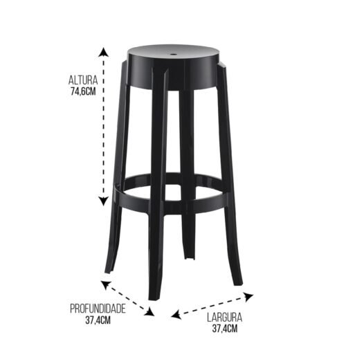 Alternative view of Kit 2 Banquetas Shine Plus Preto UZ8007-11 - KAPPESBERG