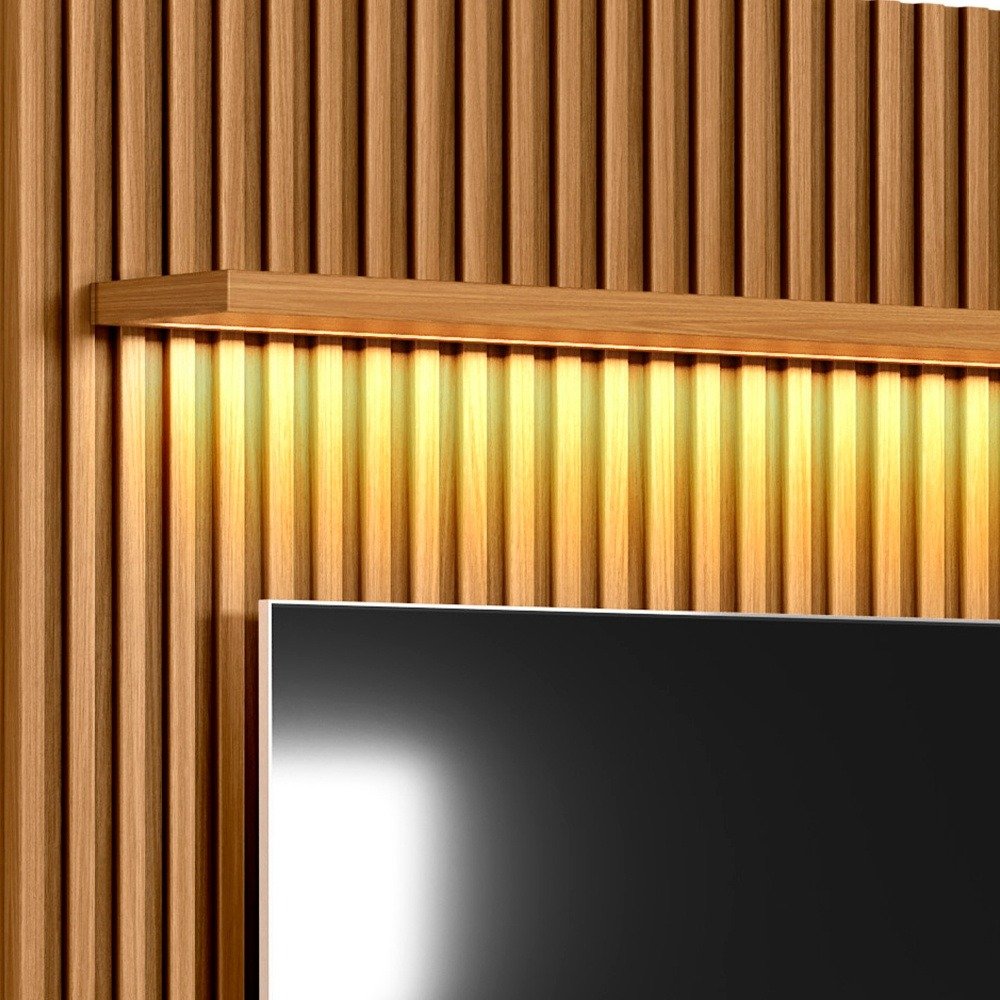 Painel + Rack até 75" Ouro Preto Nature/Off White - LINEA BRASIL - Imagem 3