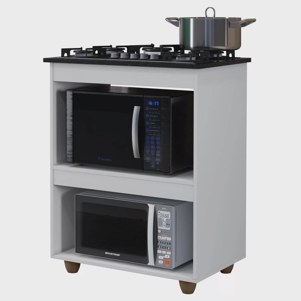Balcão para Cooktop 4 Bocas Turim Branco - KAIKI MÓVEIS - Imagem 6