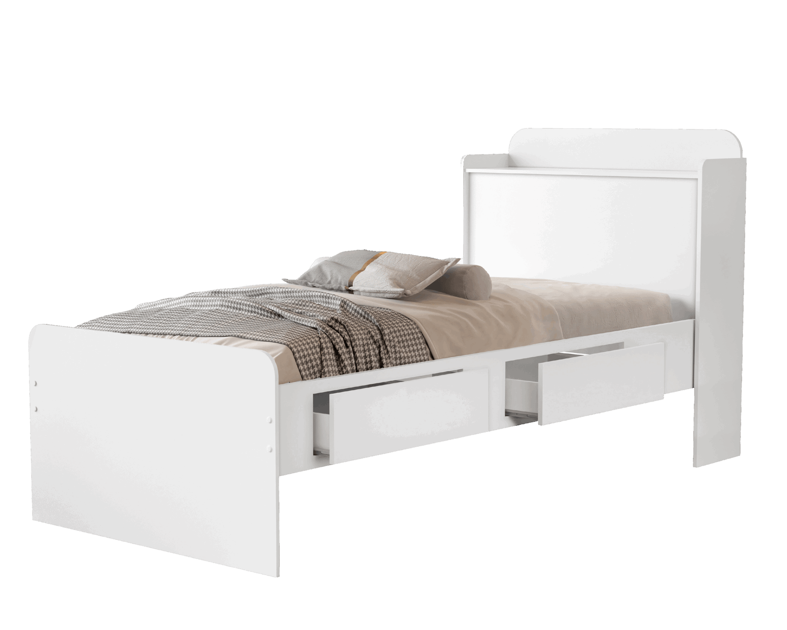 Cama Solteiro Baú Tamires Branco - MADEC MÓVEIS - Imagem 3