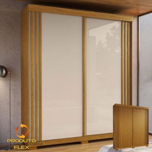 Guarda-Roupa 2 Portas Athena 1,80 m (S/Espelho) Cinamomo/Off White/Cinamomo – ACP MÓVEIS