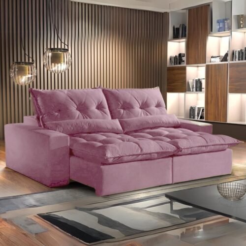 Sofá Retrátil e Reclinável Avalon 2,00 m Rosé - IMPÉRIO ESTOFADOS