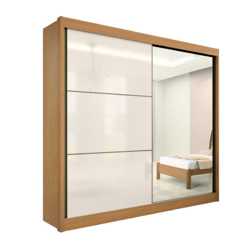 Alternative view of Guarda-Roupa 2 Portas Titanium 2,20 m Cinamomo/Off White/Cinamomo – D’DORO MÓVEIS