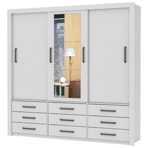 Alternative view of Guarda-Roupa 3 Portas Anjos 1,91 m Branco – CARIOCA MÓVEIS