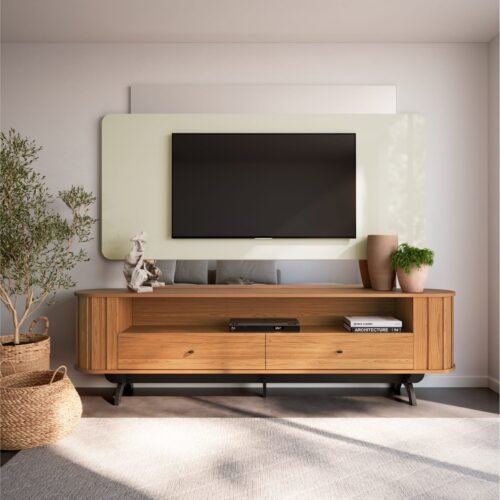 Alternative view of Home até 65" Creta TB303E Off White/Freijó - DALLA COSTA