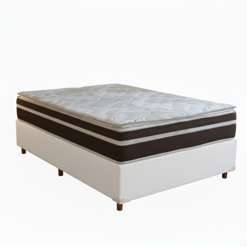 Alternative view of Colchão Casal Dom D33 + Base Box Simples Corino Branco – BIOSTAR/BIOFLEX
