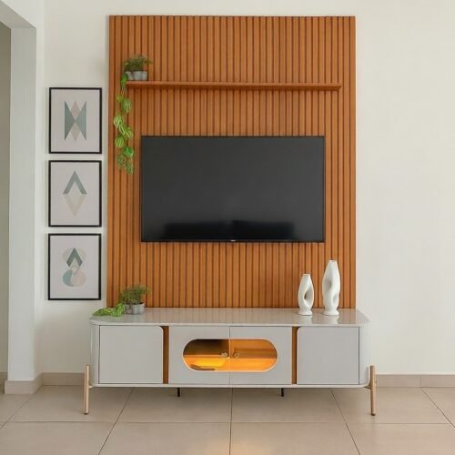 Painel até 75″ Arbo 1.9 Cedro + Rack Juquehy Off White/Naturale – EDN MÓVEIS + BECHARA