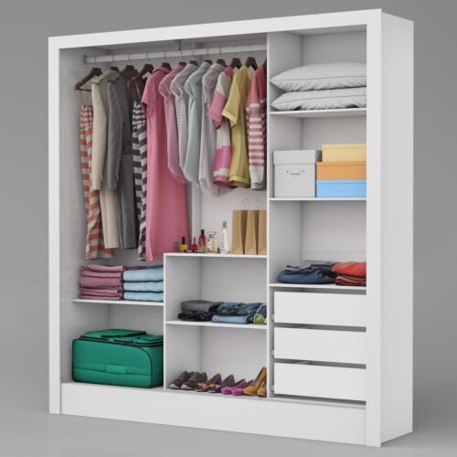 Alternative view of Guarda-Roupa 3 Portas Dubai/Santiago Plus (1 porta espelhada) 1,79 m Branco - CARIOCA MÓVEIS