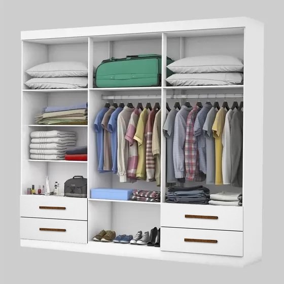 Guarda-Roupa 6 Portas Hércules(Com espelho)1,77 m Branco – CARIOCA MÓVEIS - Imagem 5