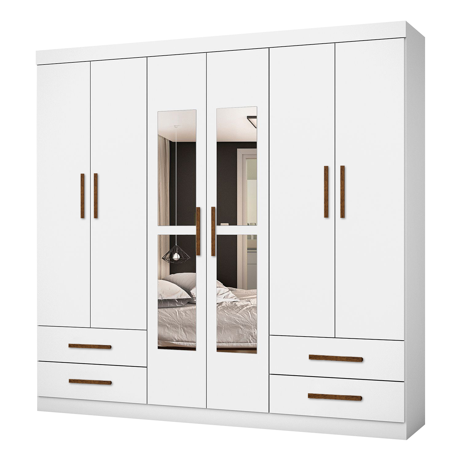 Guarda-Roupa 6 Portas Hércules(Com espelho)1,77 m Branco – CARIOCA MÓVEIS - Imagem 6