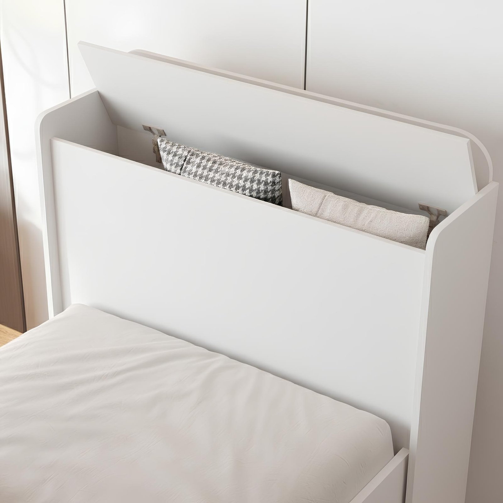 Cama Solteiro Baú Tamires + Auxiliar Mili Branco – MADEC MÓVEIS - Imagem 3