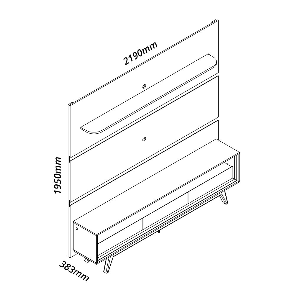 Painel até 85″ Royal 220 Off White + Rack Requinte 212 Naturale/Off White – GELIUS - Imagem 2