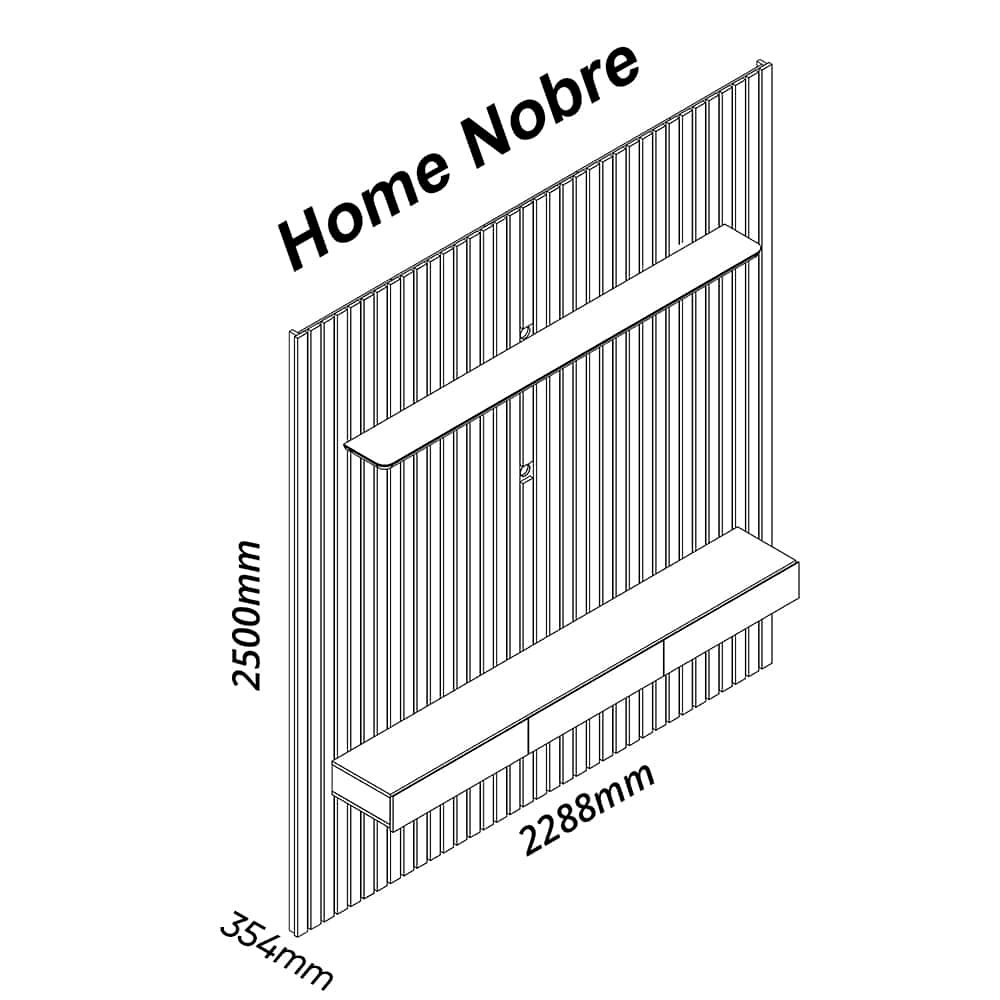 Home até 85″ Nobre Ripado 230(Com Nicho) Azul/Off White – GELIUS - Imagem 4