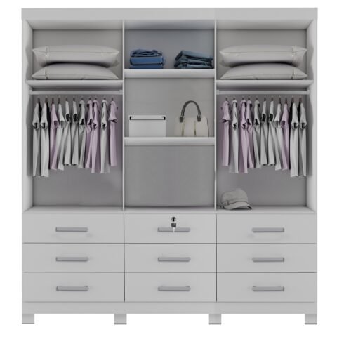 Alternative view of Guarda-Roupa 3 Portas(Com Pés)Athenas 1,80 m Branco – BIANCHI
