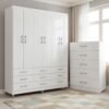 Guarda-Roupa 6 Portas Paraty 3690 + Cômoda 5 Gavetas Aruba Branco - FELLICCI