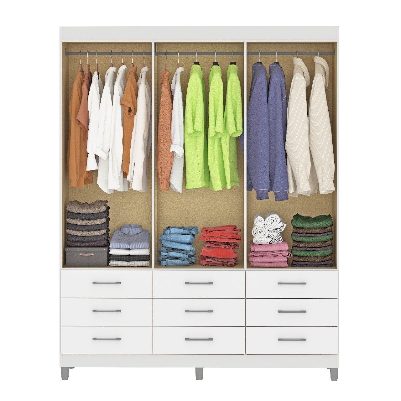 Guarda-Roupa 6 Portas Paraty 3690 + Cômoda 5 Gavetas Aruba Branco - FELLICCI - Imagem 2