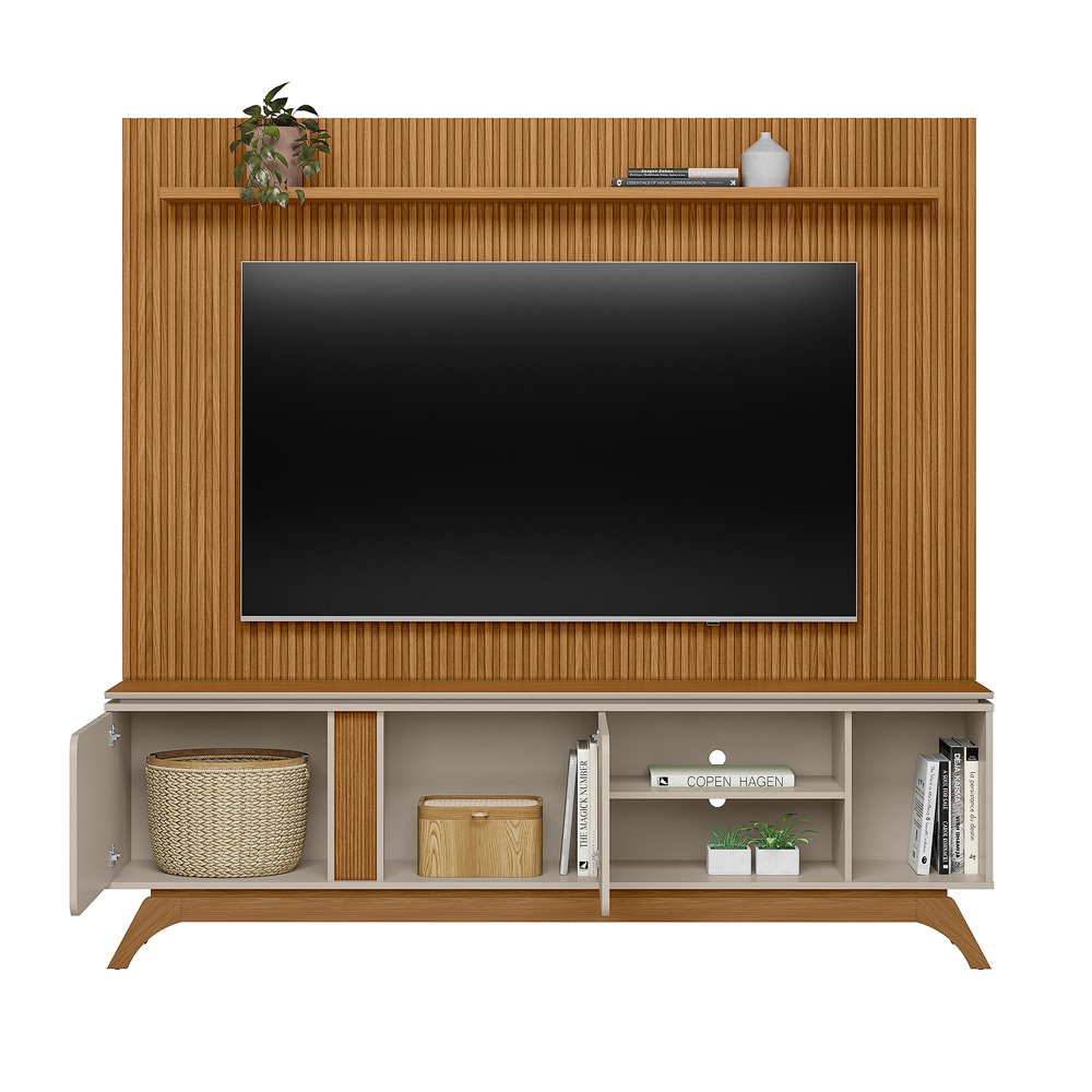 Painel até 75″ Gênova 2.0 Nature + Rack Istambul Nature/Off White – LINEA BRASIL - Imagem 3