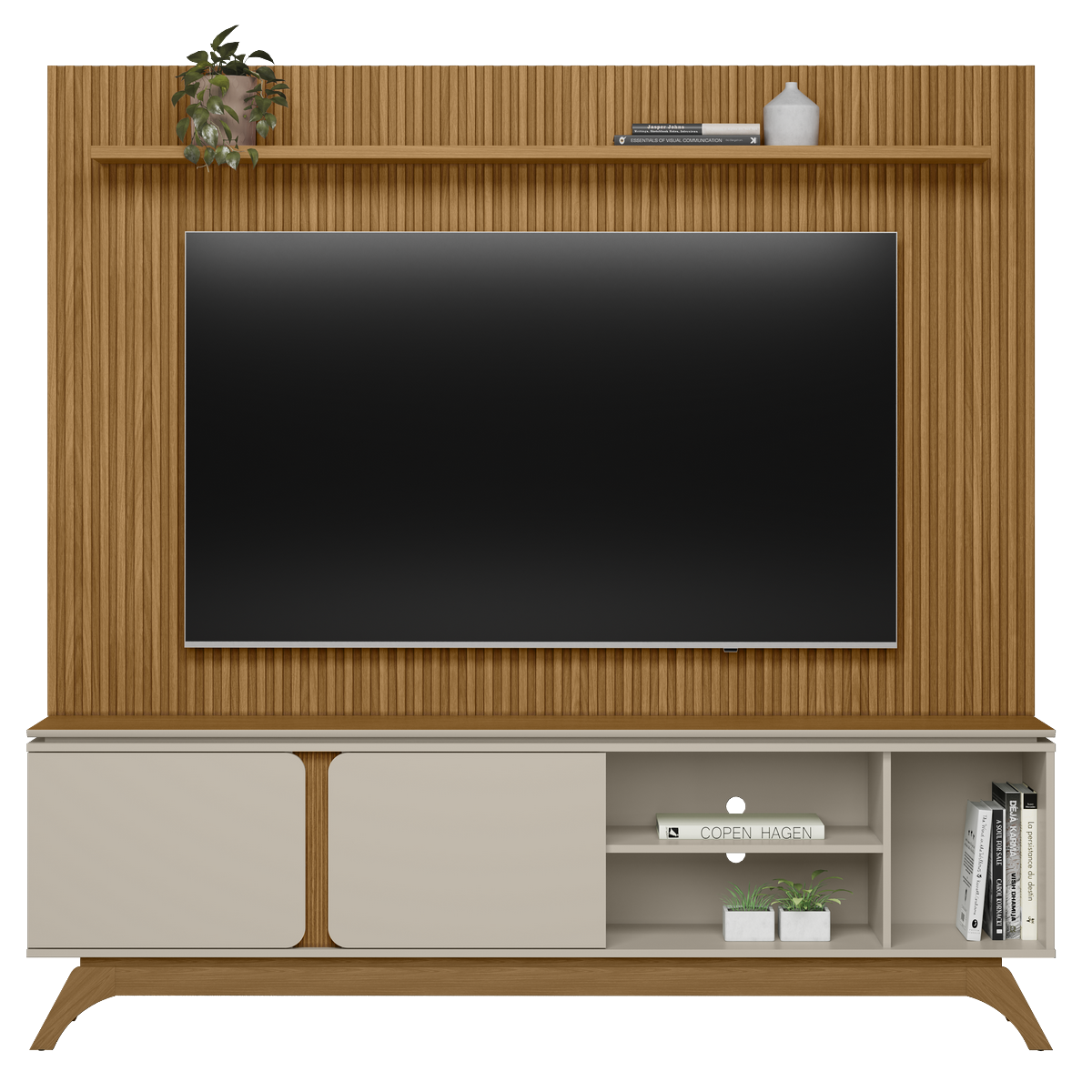 Painel até 75″ Gênova 2.0 Nature + Rack Istambul Nature/Off White – LINEA BRASIL - Imagem 6