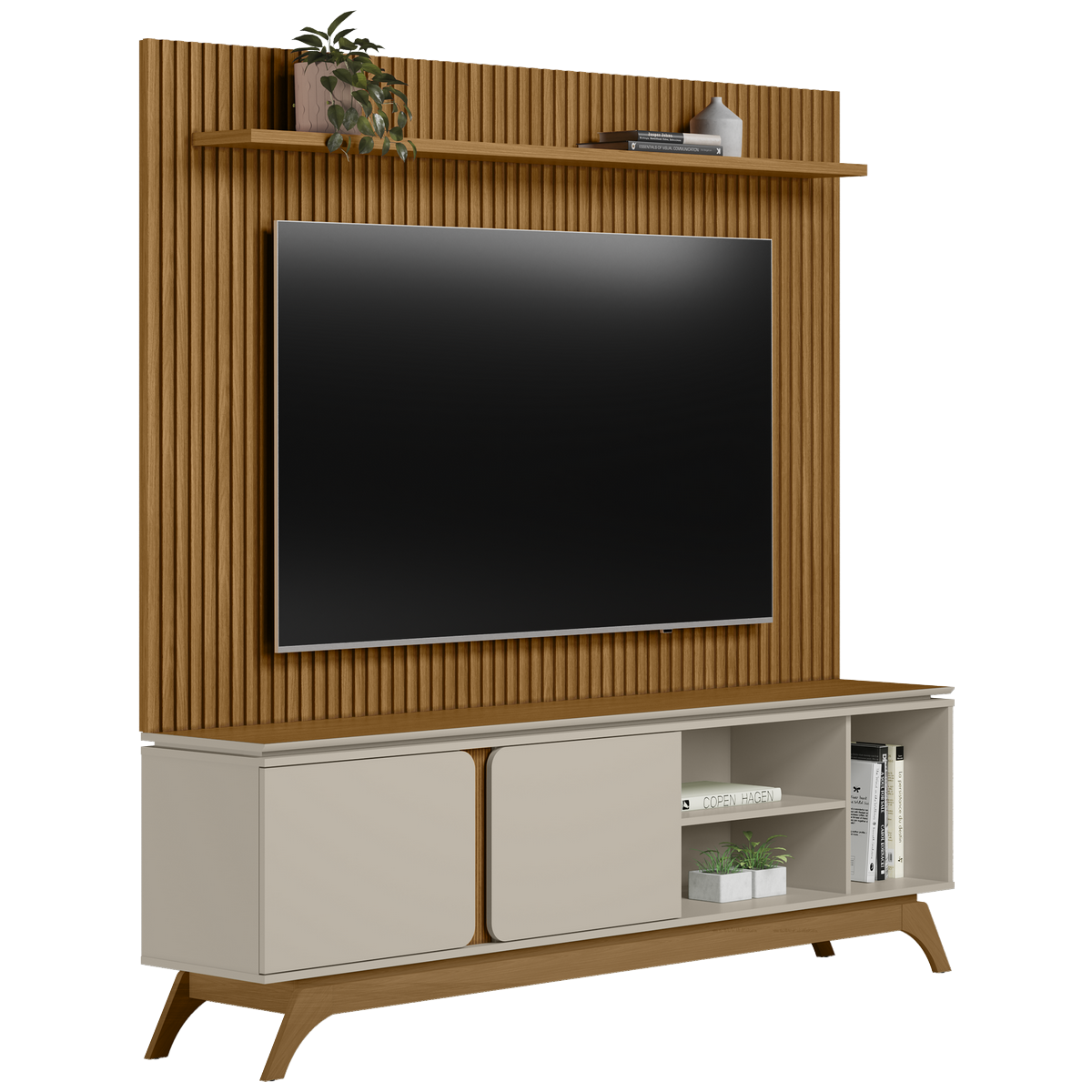 Painel até 75″ Gênova 2.0 Nature + Rack Istambul Nature/Off White – LINEA BRASIL - Imagem 5