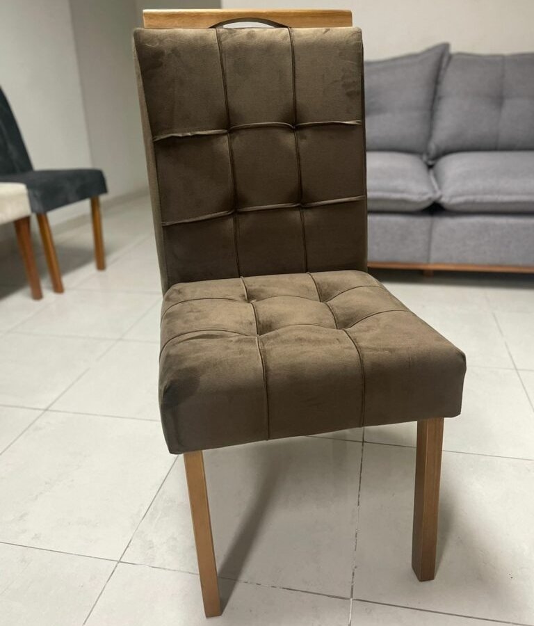 Mesa Classic 160 Cinamomo Laminado com 6 Cadeiras Sophia Veludo Marrom – CEL MÓVEIS + WM DECOR - Imagem 2