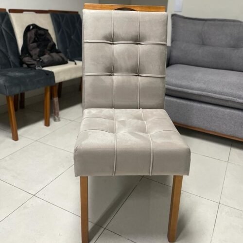 Alternative view of Mesa Salinas 120 Cinamomo/Off White com 4 Cadeiras Sophia Veludo Bege – CEL MÓVEIS + WM DECOR