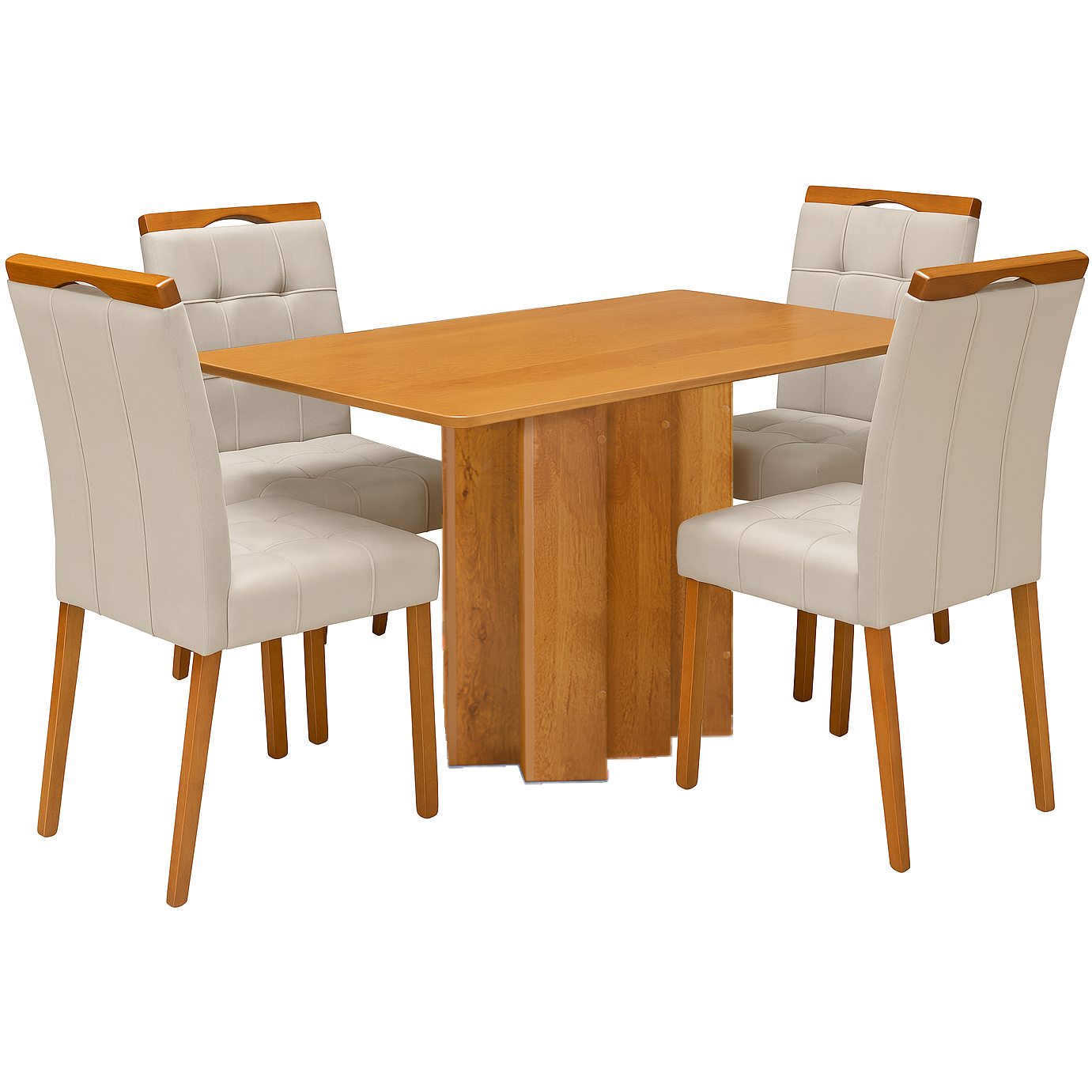 Mesa Recife 120 Cinamomo Laminado com 4 Cadeiras Sophia Veludo Bege – CEL MÓVEIS + WM DECOR - Imagem 3