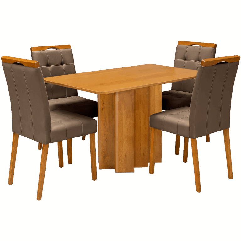 Mesa Recife 120 Cinamomo Laminado com 4 Cadeiras Sophia Veludo Marrom – CEL MÓVEIS + WM DECOR - Imagem 3