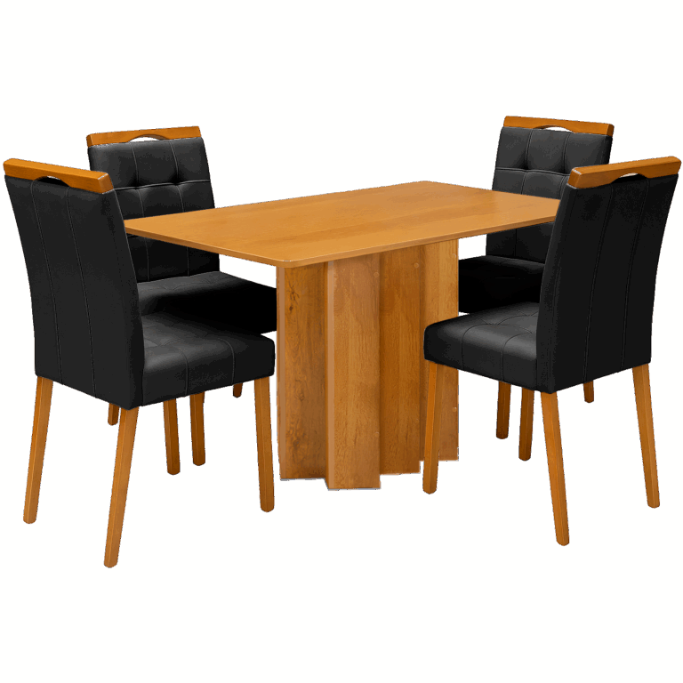 Mesa Recife 120 Cinamomo Laminado com 4 Cadeiras Sophia Veludo Preto – CEL MÓVEIS + WM DECOR - Imagem 3