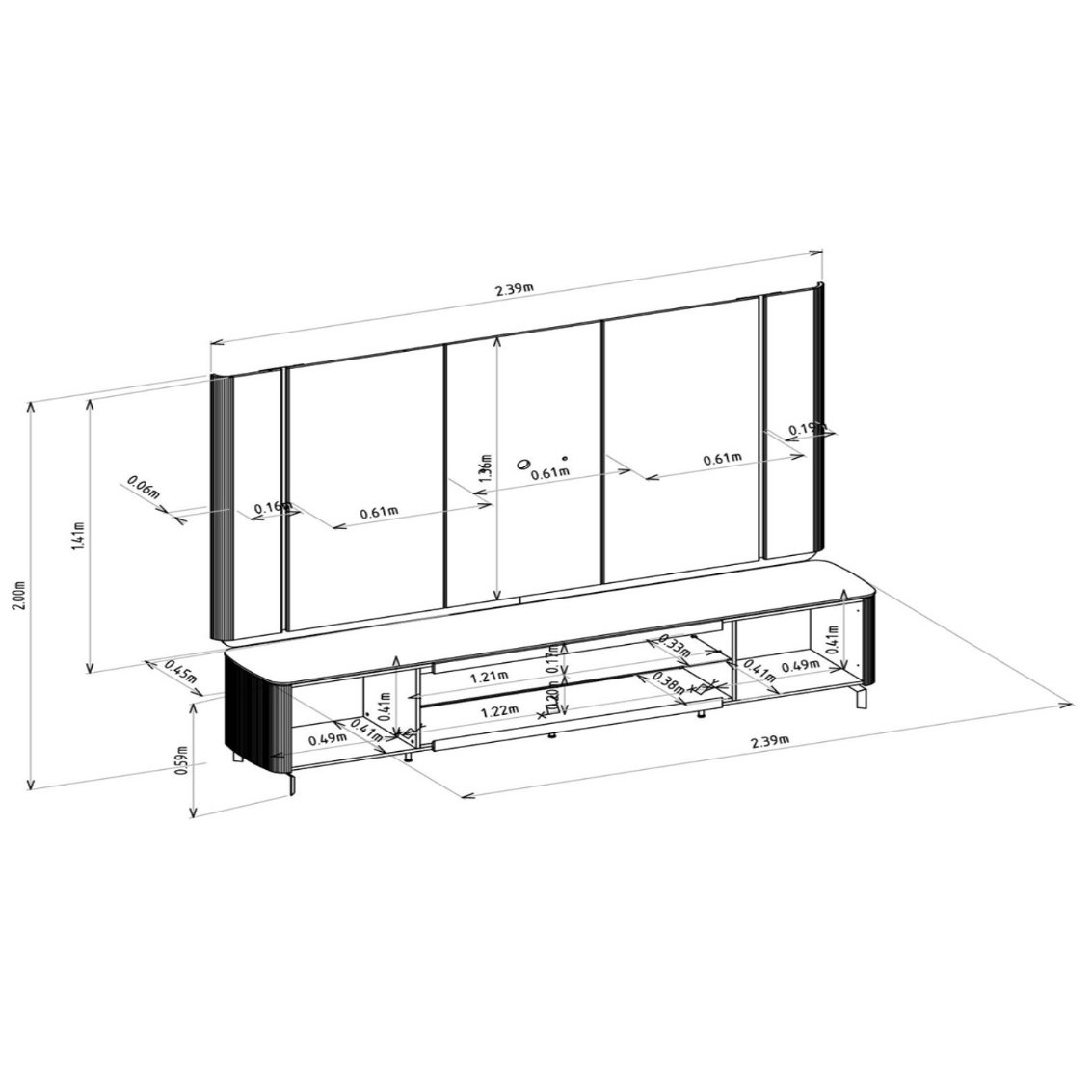 Painel + Rack Santorini Off White/Tauari Fosco – LINEA BRASIL - Imagem 8